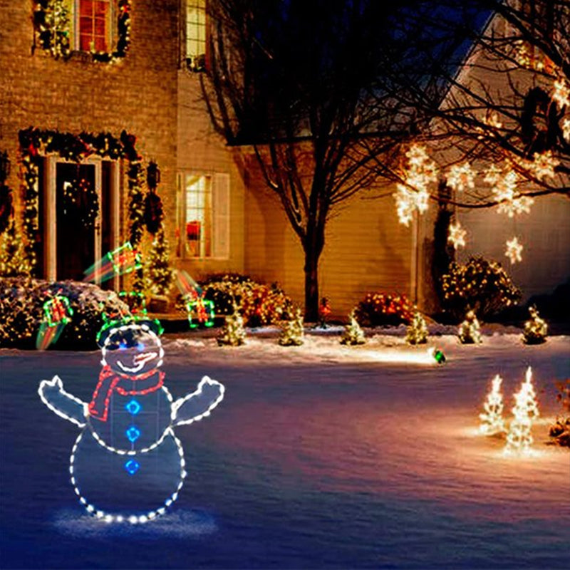 Animated LED Snowball Fight Light | Decorazione natalizia da esterno con pupazzo di neve e pinguino