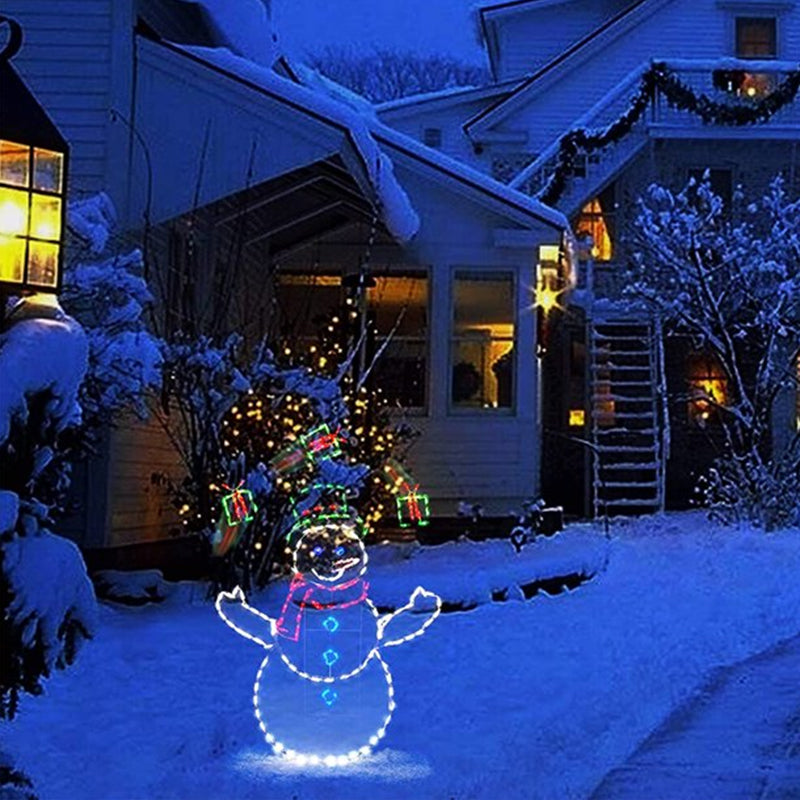 Animated LED Snowball Fight Light | Decorazione natalizia da esterno con pupazzo di neve e pinguino