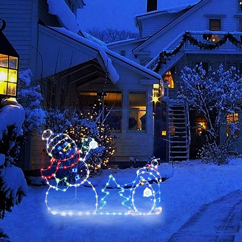 Animated LED Snowball Fight Light | Decorazione natalizia da esterno con pupazzo di neve e pinguino