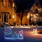 Animated LED Snowball Fight Light | Decorazione natalizia da esterno con pupazzo di neve e pinguino