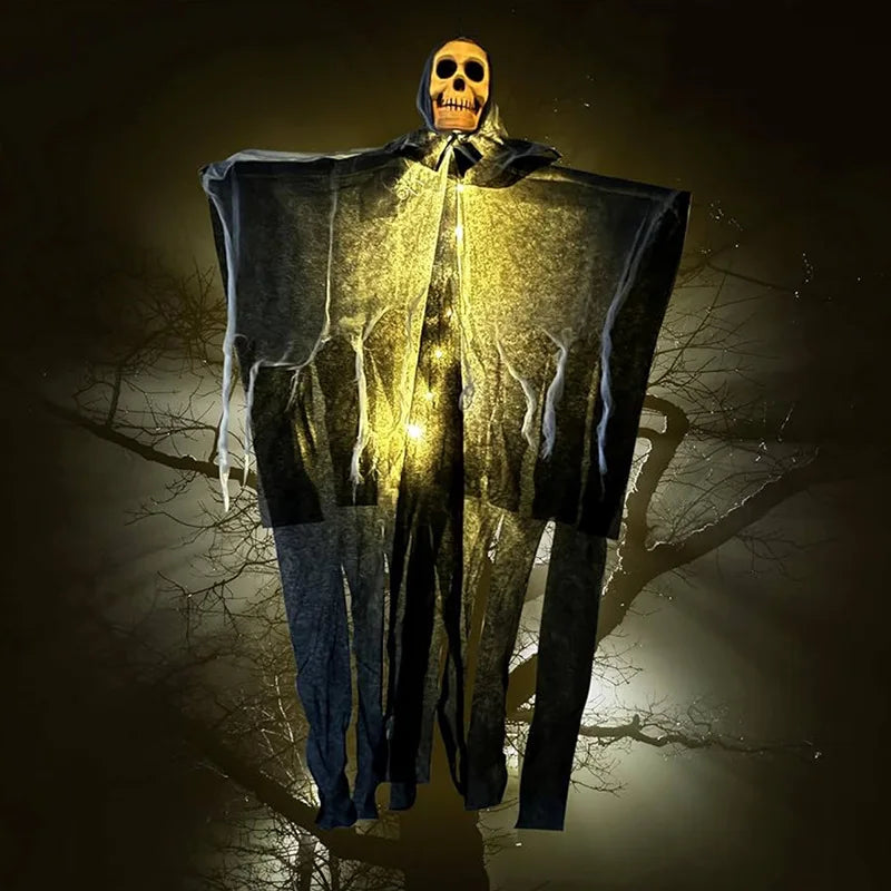 Gruselige Halloween Deko: Leuchtender Geisterschädel | 57×80 cm