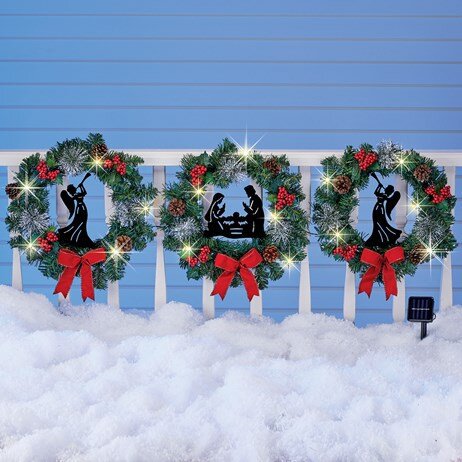 Europa e Stati Uniti accendono la decorazione della ghirlanda natalizia del presepe