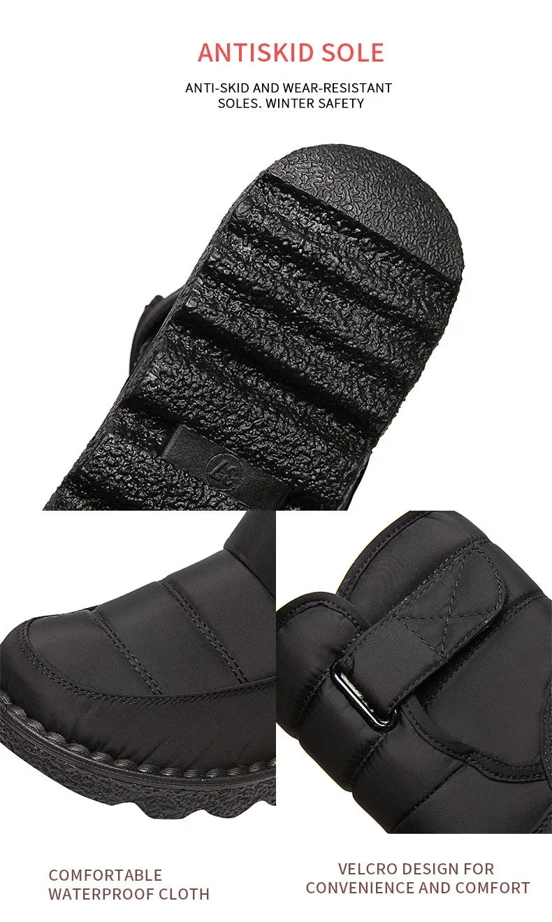 Stivali da neve da donna, stivali invernali impermeabili antivento e antiscivolo con gambo alto, suola tendinea anatomica calda