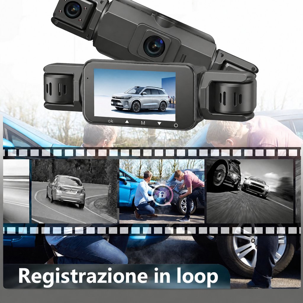 Dash cam wireless per auto anteriore e posteriore con visione notturna