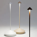 Lampada da tavolo LED senza fili bianca e dorata dal design moderno per soggiorno o terrazza