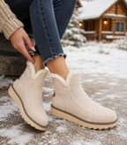 Stivali invernali da donna, stivali da neve da donna slip on con fodera in pelliccia e suola antiscivolo, stivaletti da donna con tacco basso