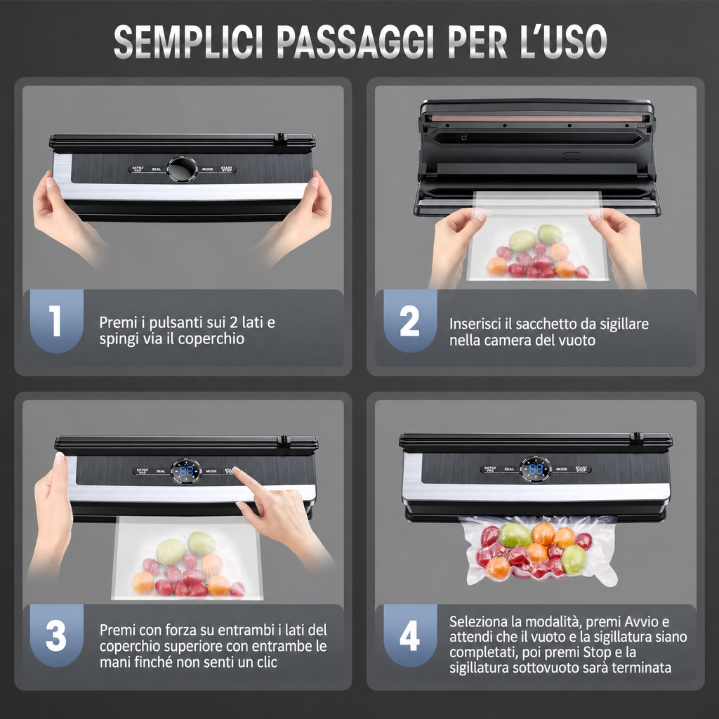 Sigillatrice Sottovuoto Professionale 8-in-1 | Taglierina di Precisione Integrata | Modalità per Alimenti Secchi e Umidi