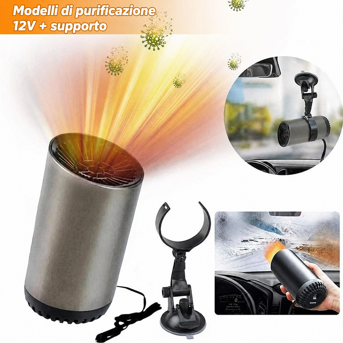 Riscaldatore auto sbrinatore con rapido riscaldamento nel portabicchieri