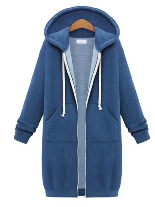 Felpa con cappuccio con zip da donna calda e accogliente - Linea lunga, per le giornate fredde