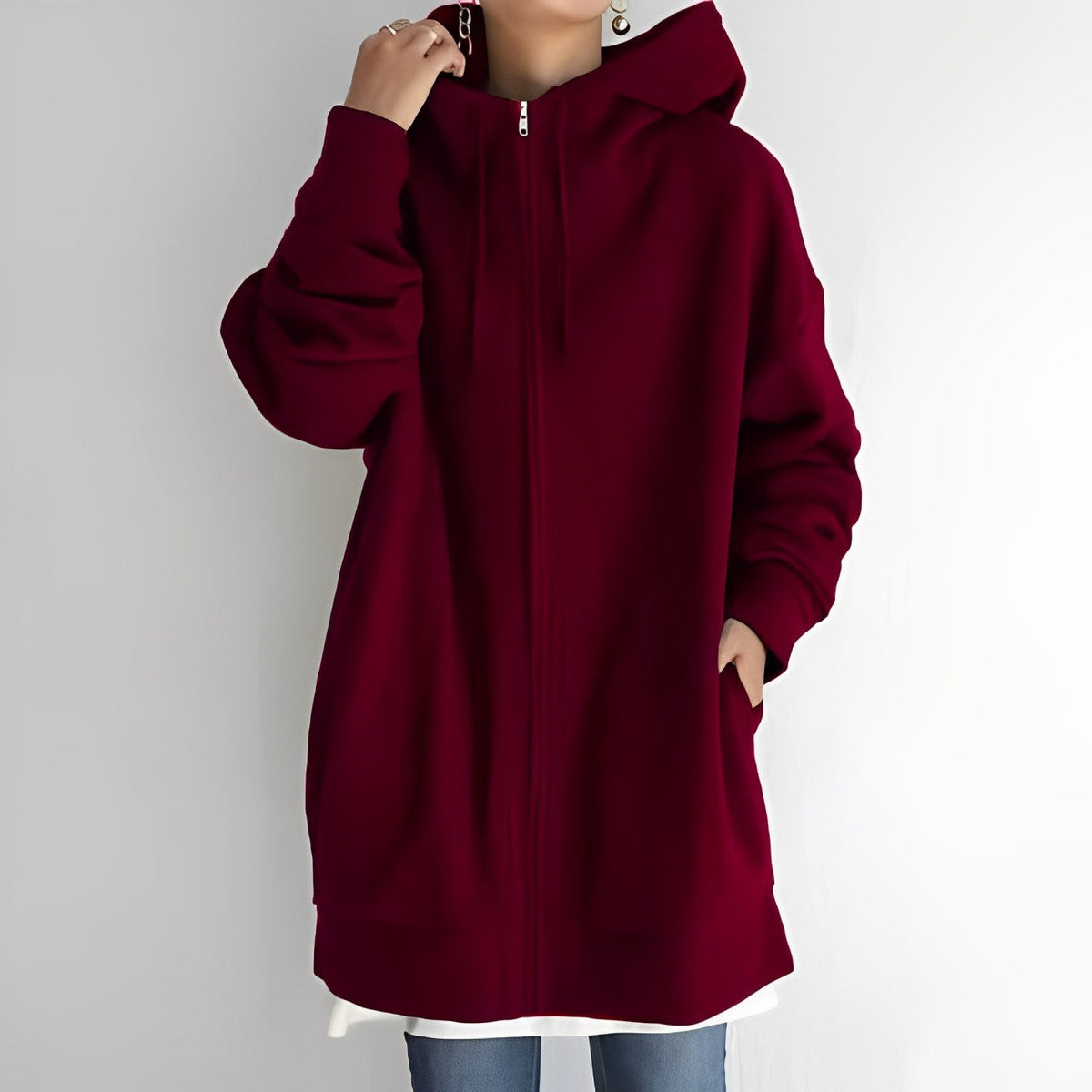 Calda felpa con cappuccio in pile da donna: pile oversize spazzolato