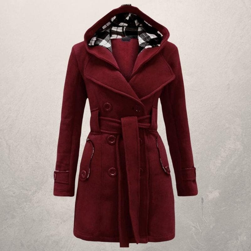 Cappotto con cintura e cappuccio per uno stile invernale accogliente