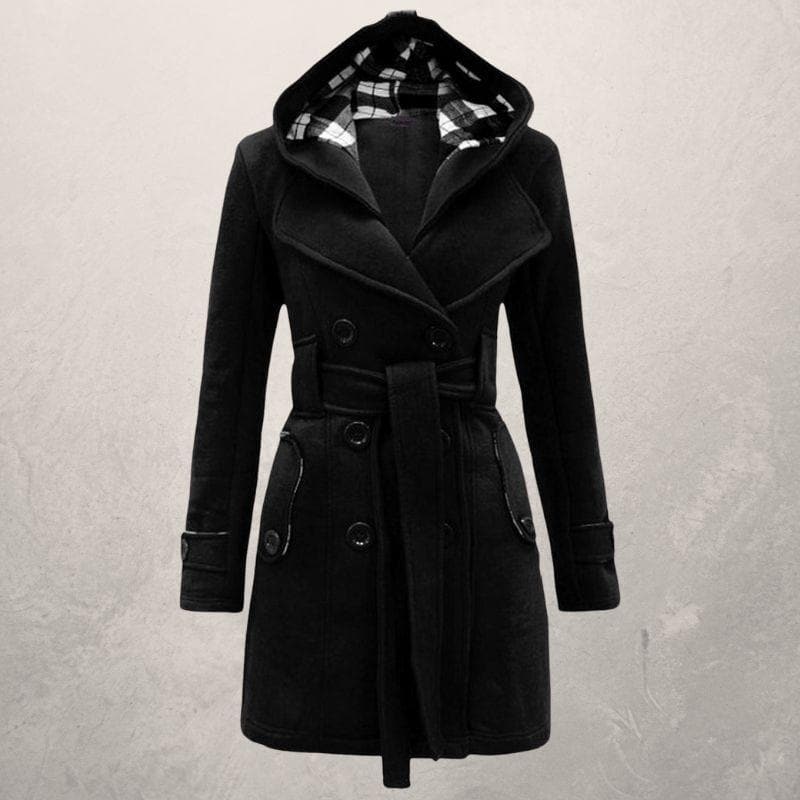 Cappotto con cintura e cappuccio per uno stile invernale accogliente