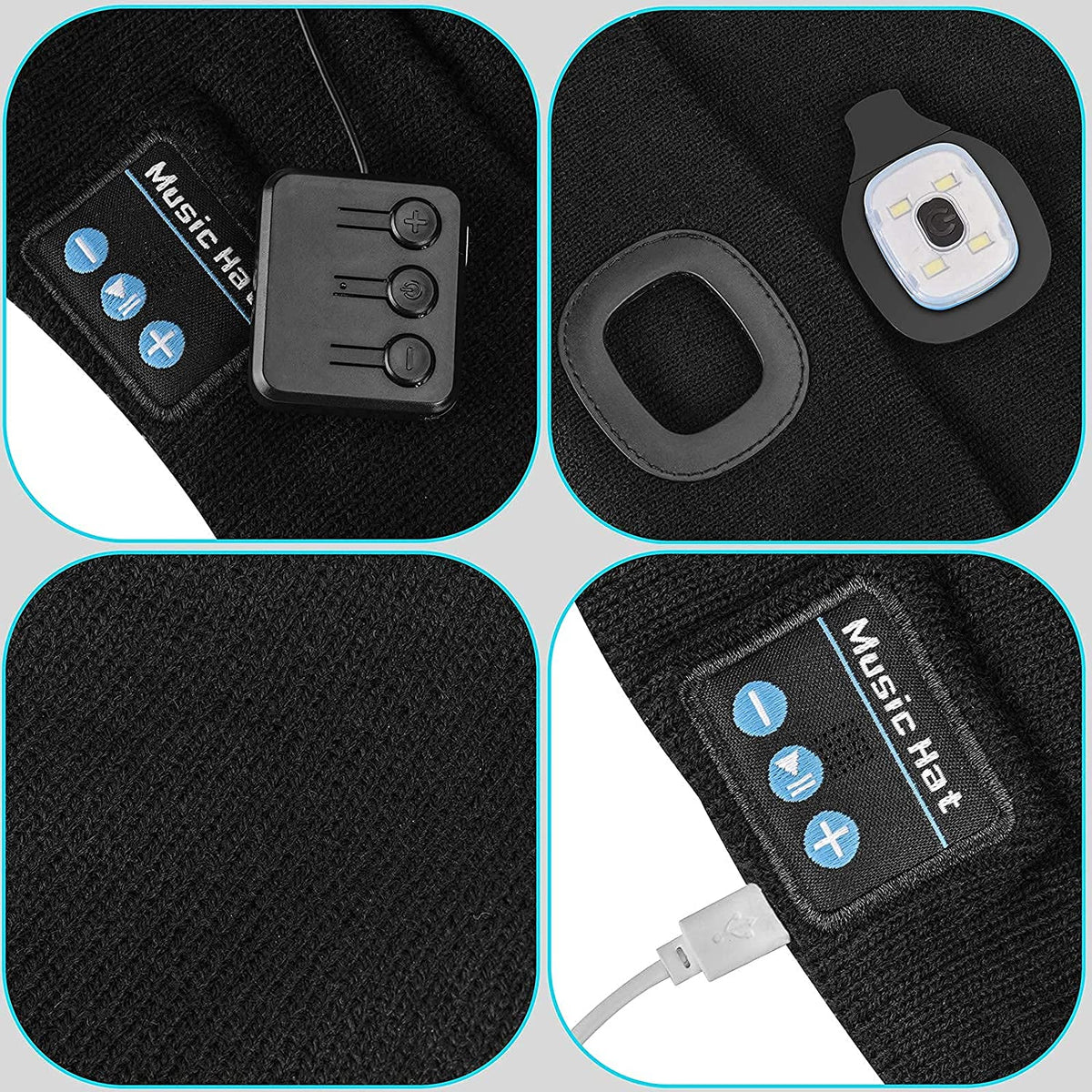 Berretto con luce Bluetooth Cuffia Wireless