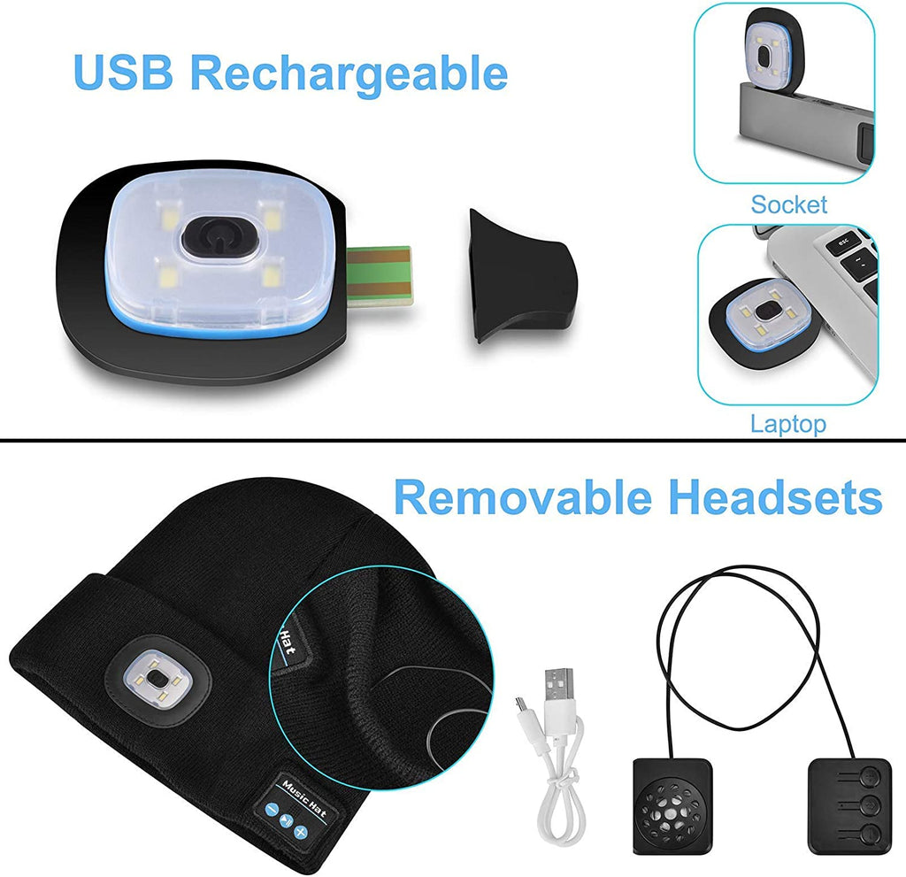 Berretto con luce Bluetooth Cuffia Wireless