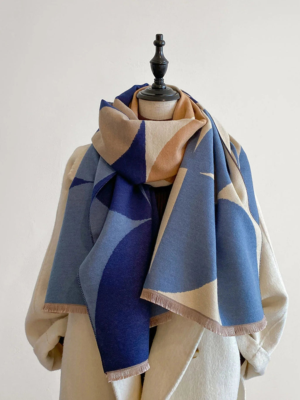 Sciarpa da donna oversize - Cashmere geometrico reversibile