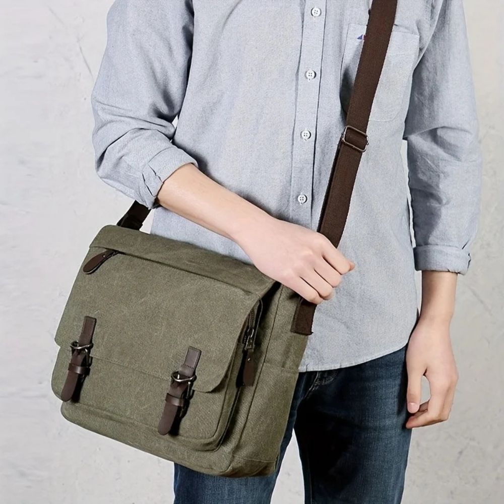 Borsa a tracolla messenger da uomo in tela