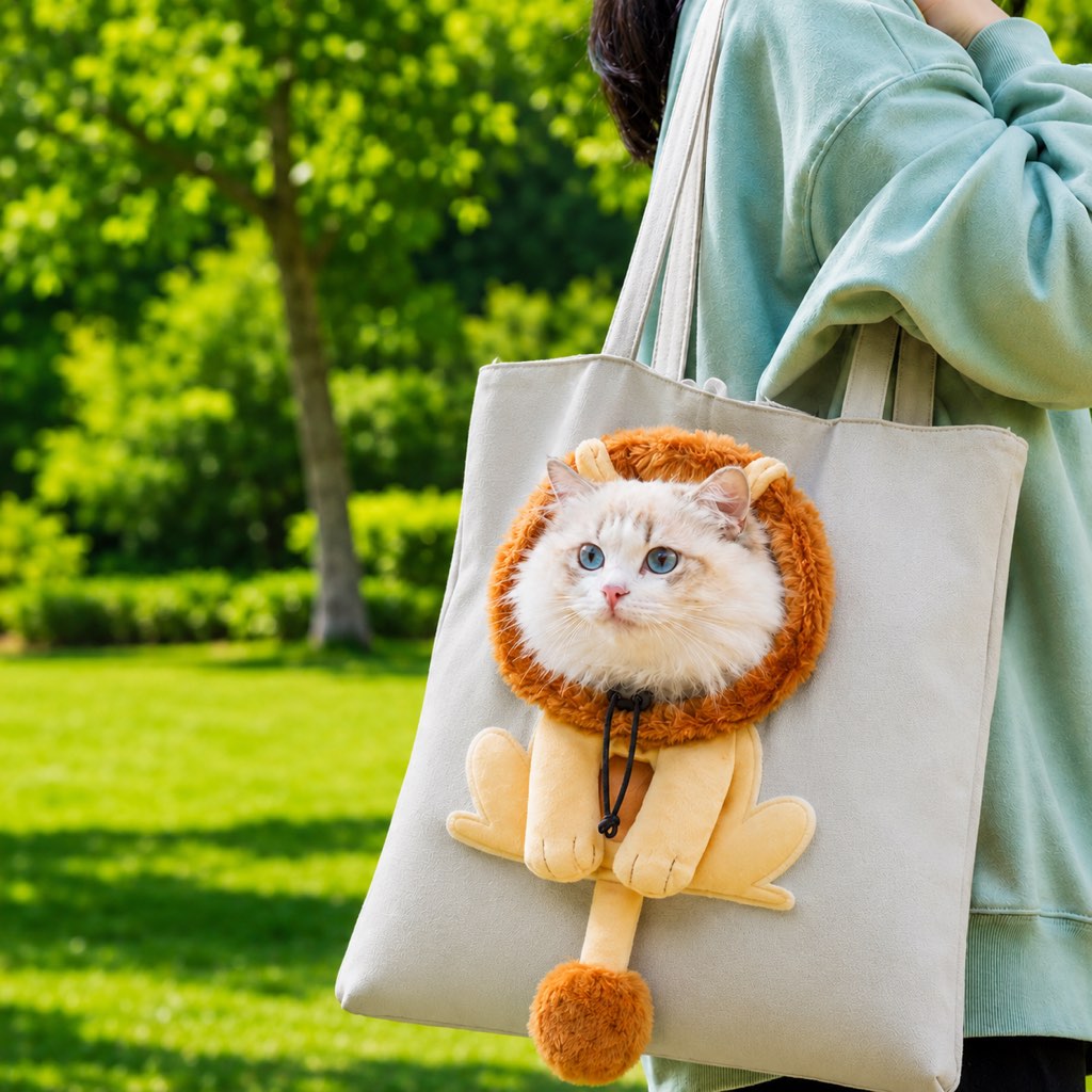 borsa trasportino aperta per gatti per passeggiate e visite dal veterinario - Borsa in canvas leggera per gatti e cani d