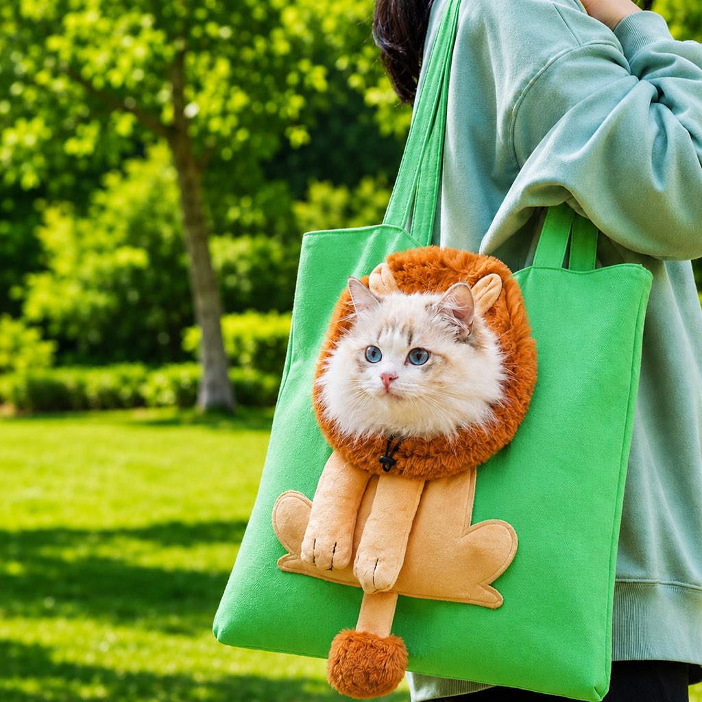 borsa trasportino aperta per gatti per passeggiate e visite dal veterinario - Borsa in canvas leggera per gatti e cani d