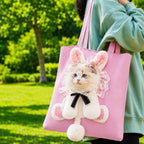 borsa trasportino aperta per gatti per passeggiate e visite dal veterinario - Borsa in canvas leggera per gatti e cani d