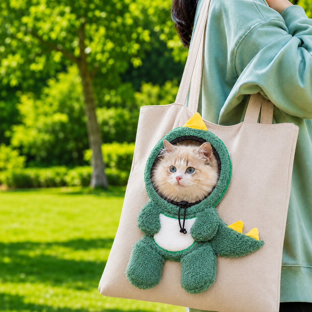 borsa trasportino aperta per gatti per passeggiate e visite dal veterinario - Borsa in canvas leggera per gatti e cani d