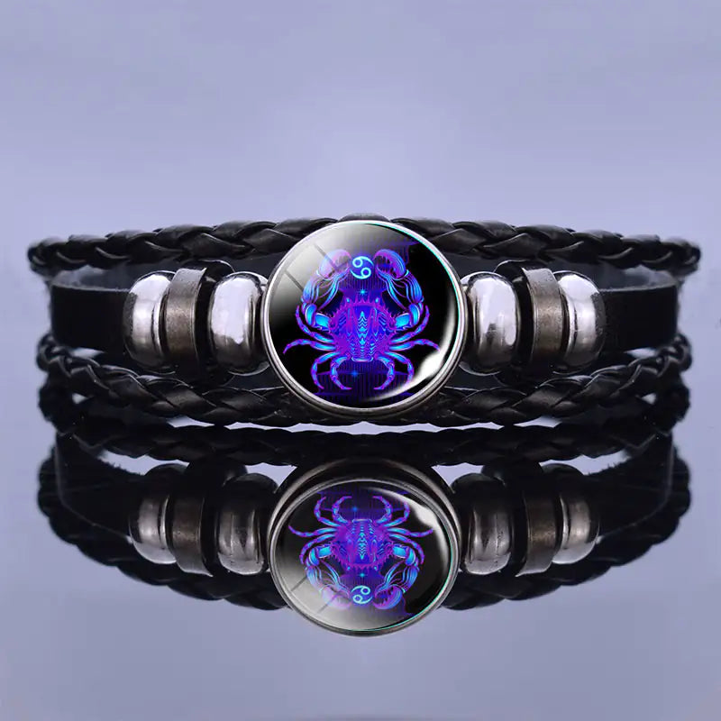 Bracciale in pelle con ciondolo astrologico
