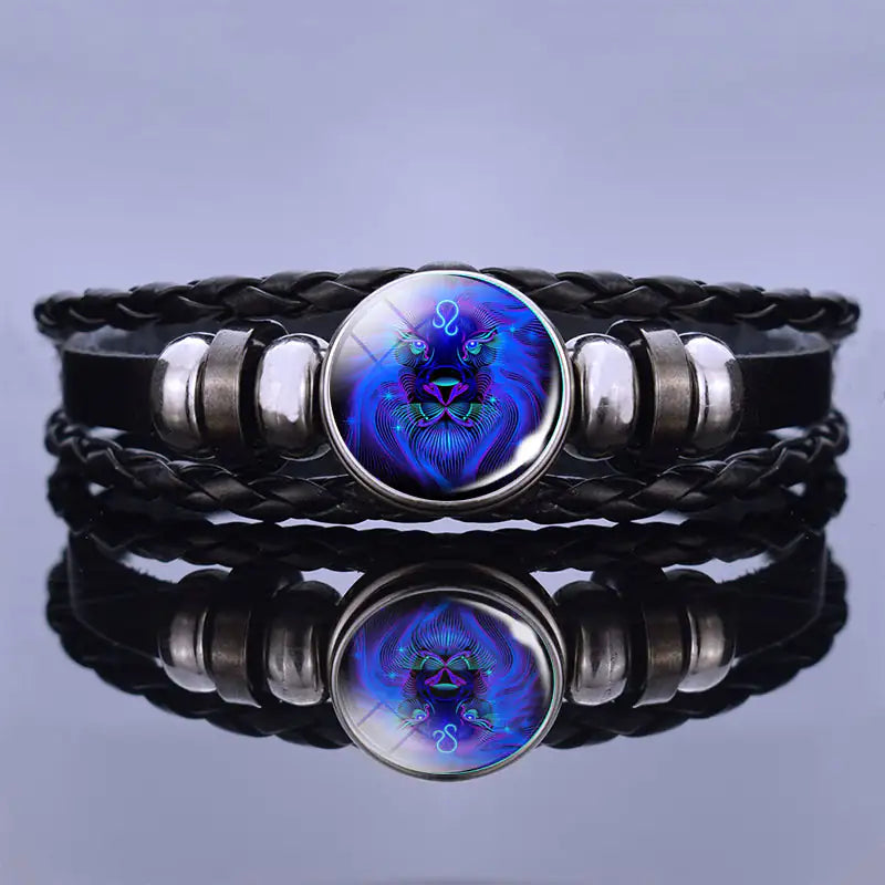Bracciale in pelle con ciondolo astrologico