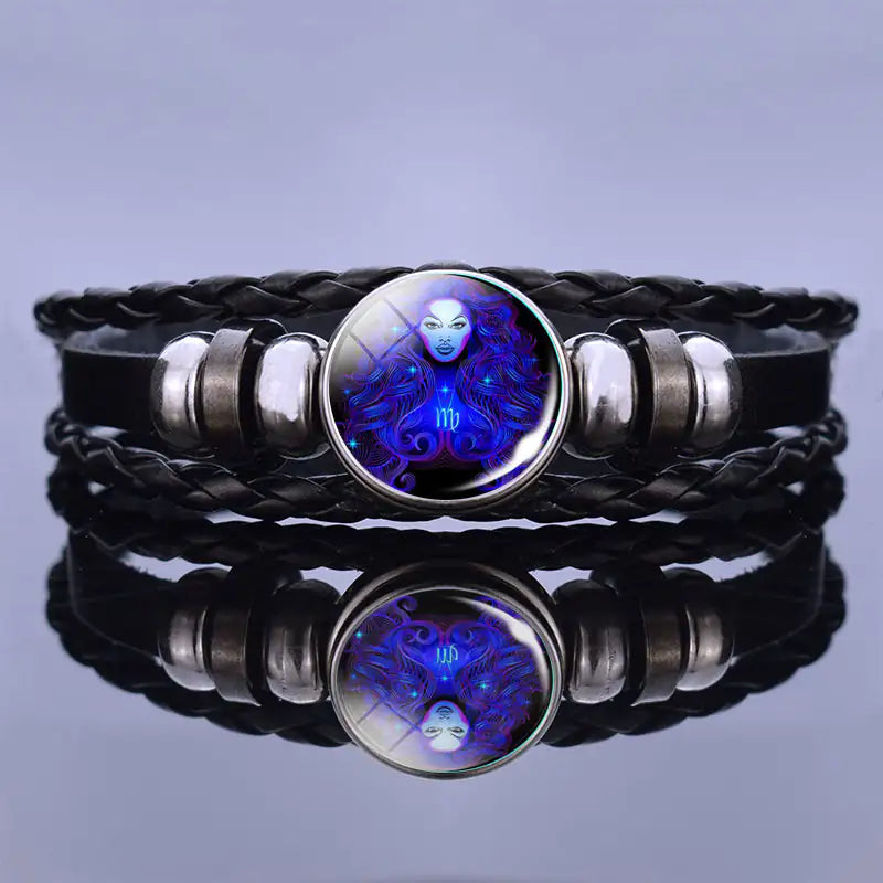 Bracciale in pelle con ciondolo astrologico