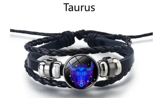 Bracciale in pelle con ciondolo astrologico