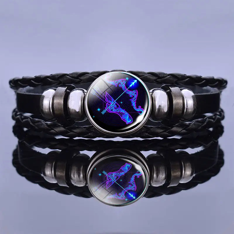 Bracciale in pelle con ciondolo astrologico