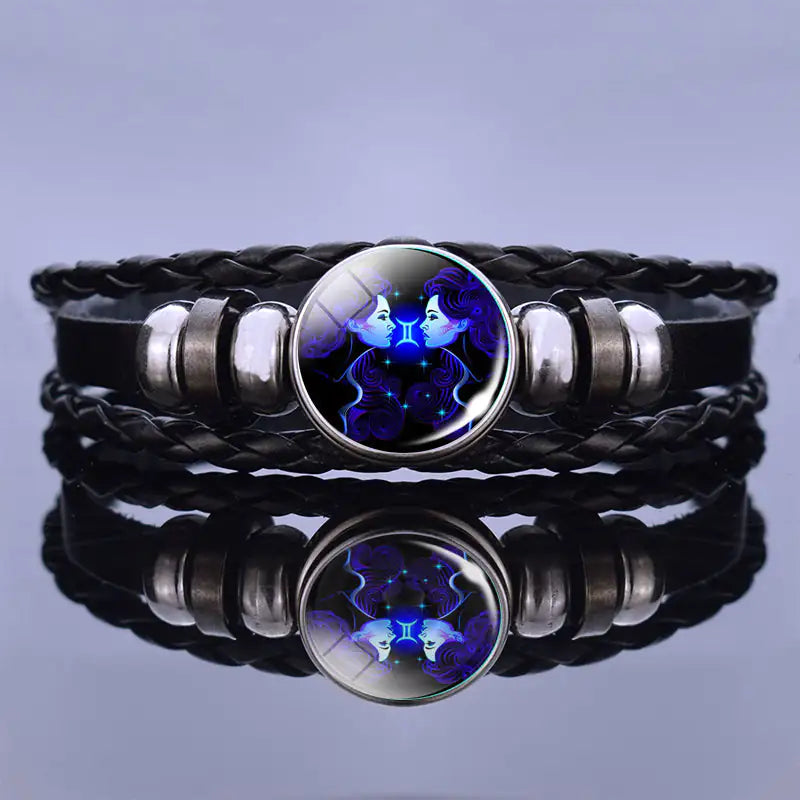 Bracciale in pelle con ciondolo astrologico
