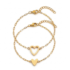 Bracciale regolabile con ciondolo a cuore abbinato per coppia