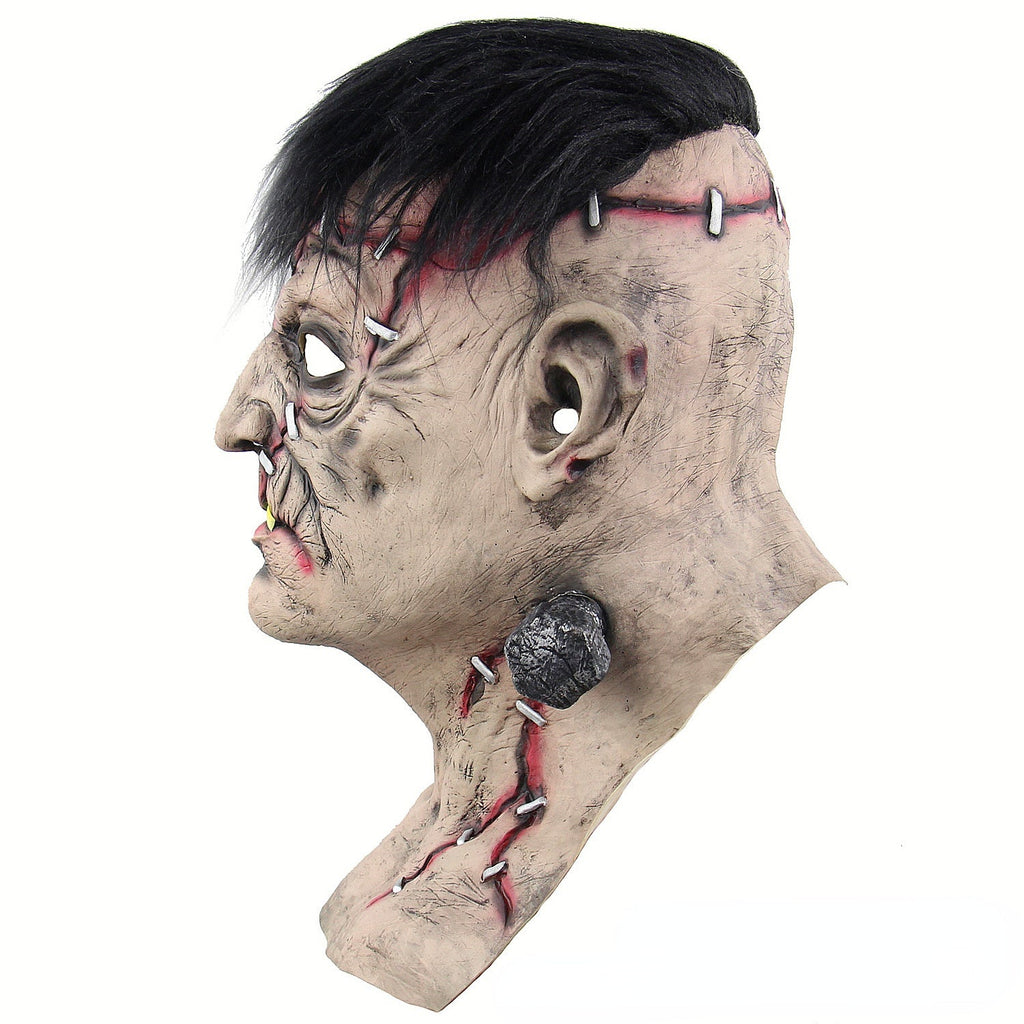 Costume da zombie spaventoso con maschera di Halloween in lattice a testa intera