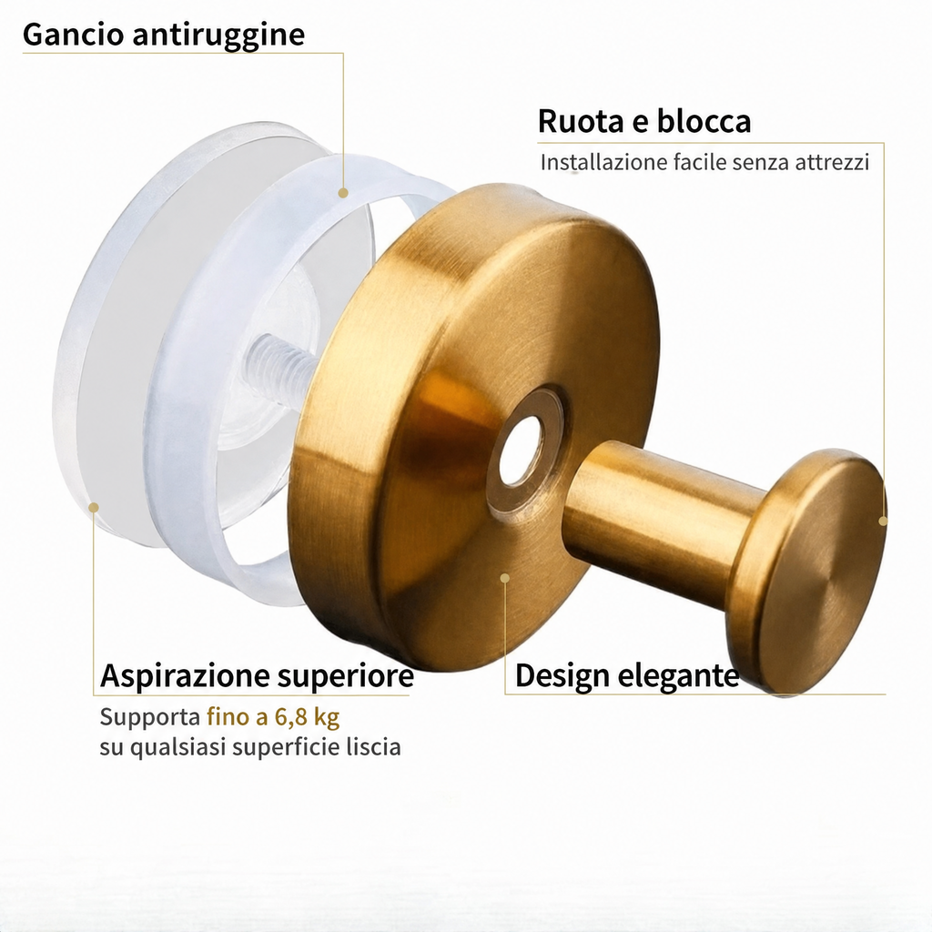 Ganci da parete con ventosa a rotazione