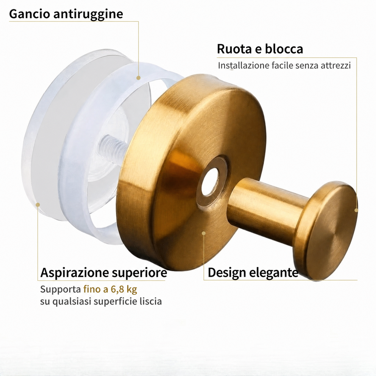 Ganci da parete con ventosa a rotazione