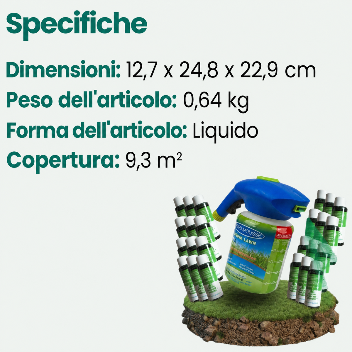 Liquid Lawn Hydro Mousse Spray On Grass Seed | Applicazione semplice per prati diradati e aree ad alto calpestio