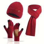 Set invernale gioioso: cappello, sciarpa e guanti per coppie
