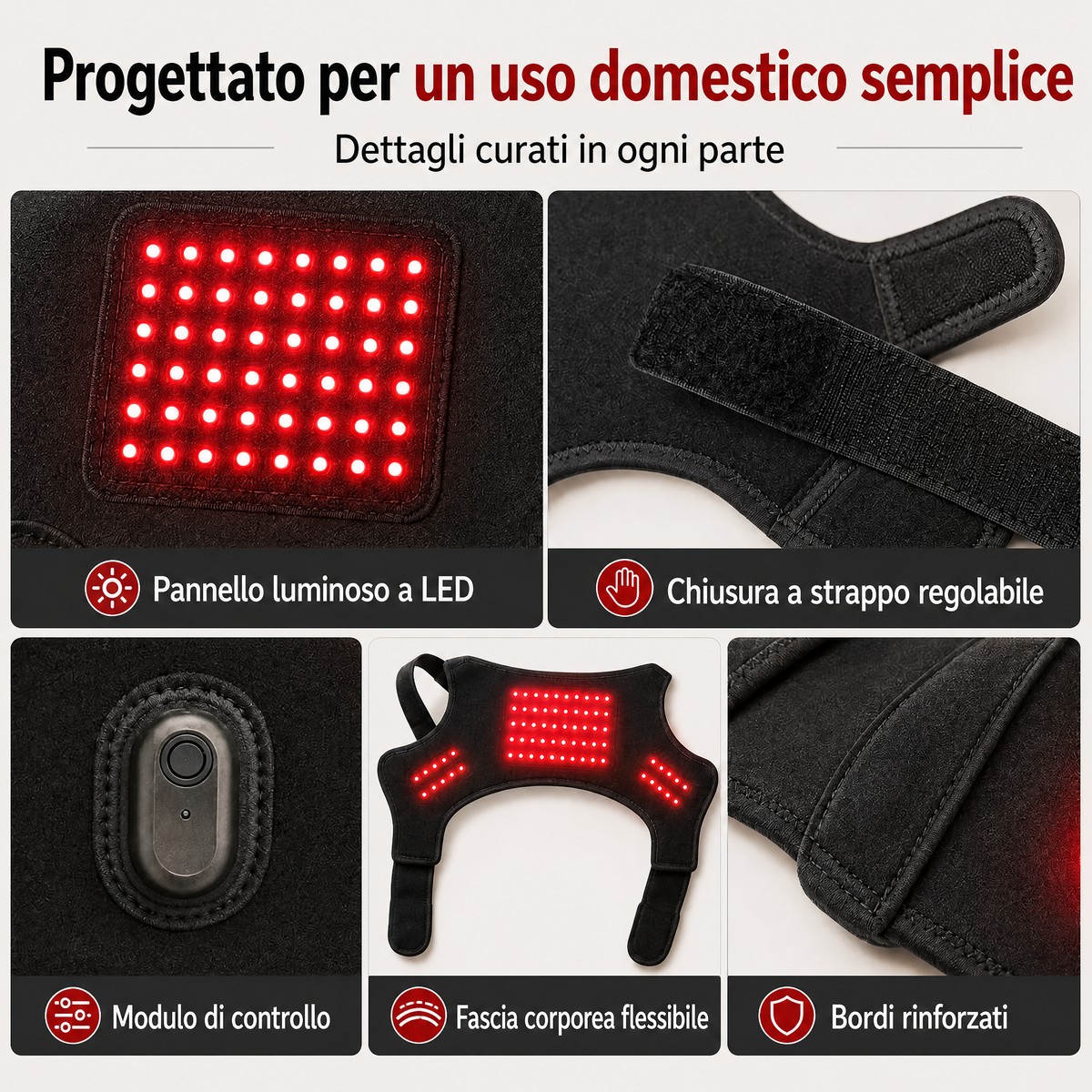 Manica indossabile per fototerapia a luce rossa per cani, utilizzata per la cura a domicilio della parte bassa della sch