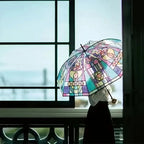 Ombrello artistico in vetro colorato | Predezione automatica del vento e Predezione della pioggia