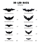 Decorazione da parete a LED pipistrello 3D | Rendi la tua casa il palcoscenico di Halloween più spettrale con illusioni volanti realistiche!