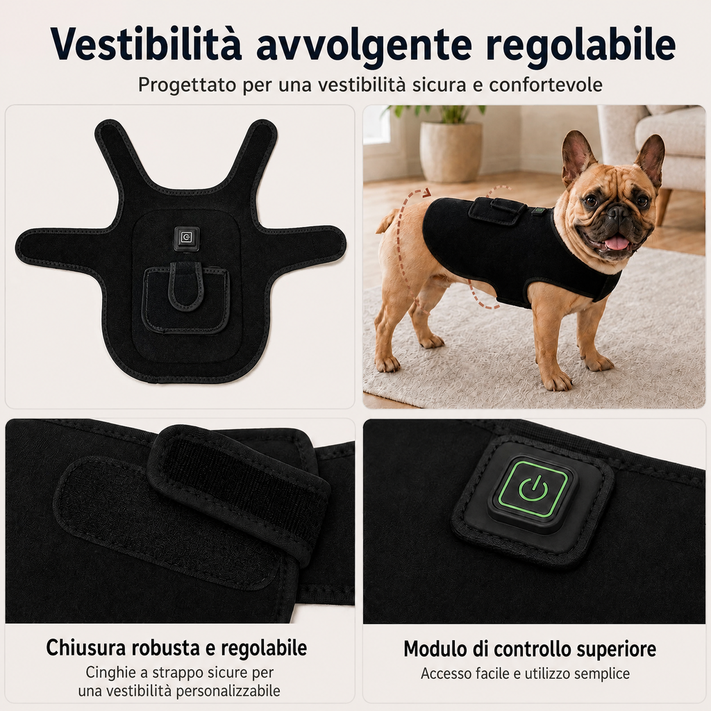 Pettorina a luce rossa per cani e gatti – 660nm + 850nm vicino infrarosso per comfort di schiena, anche, articolazioni e