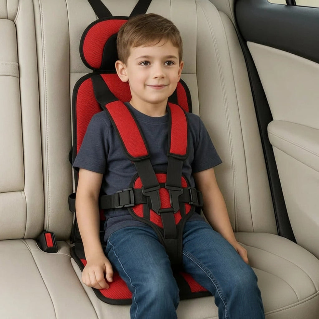 Seggiolino auto portatile con imbracatura di sicurezza e rialzo per bambini
