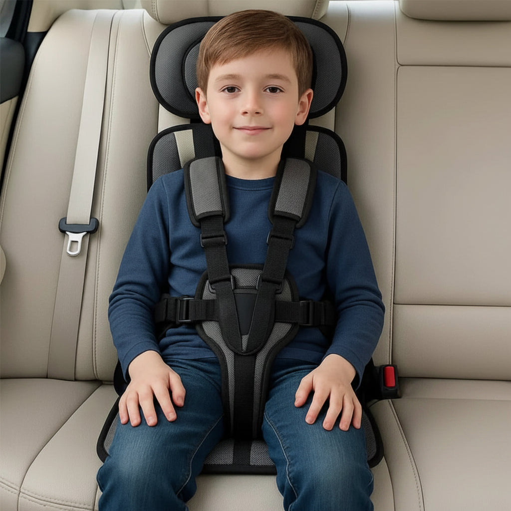 Seggiolino auto portatile con imbracatura di sicurezza e rialzo per bambini