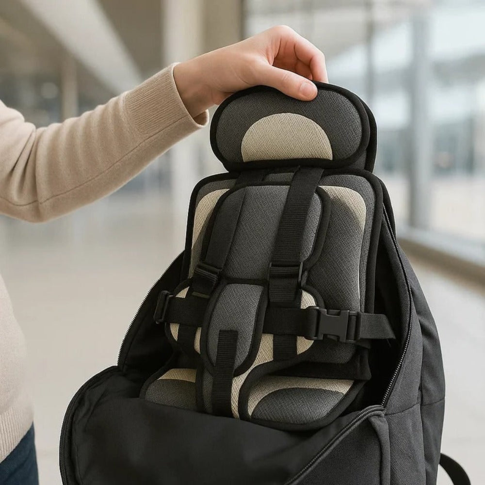 Seggiolino auto portatile con imbracatura di sicurezza e rialzo per bambini