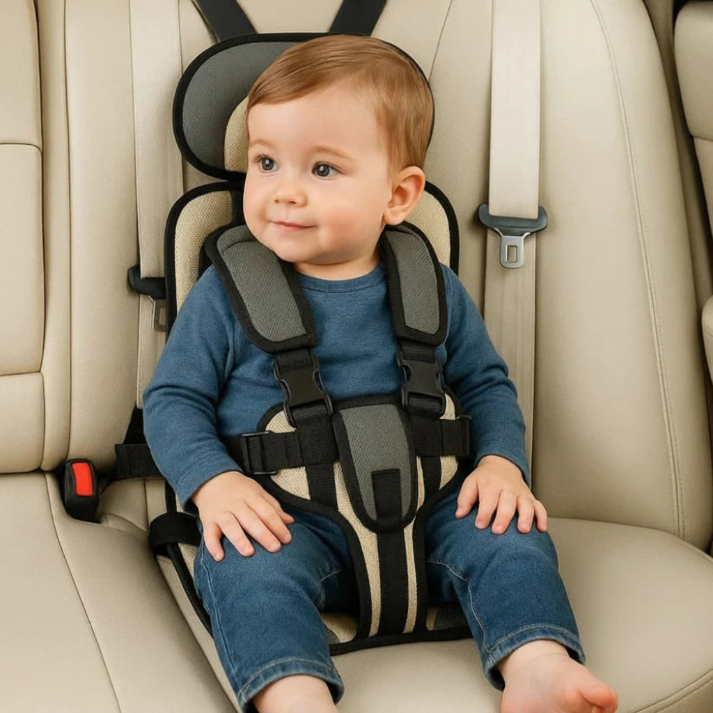 Seggiolino auto portatile con imbracatura di sicurezza e rialzo per bambini