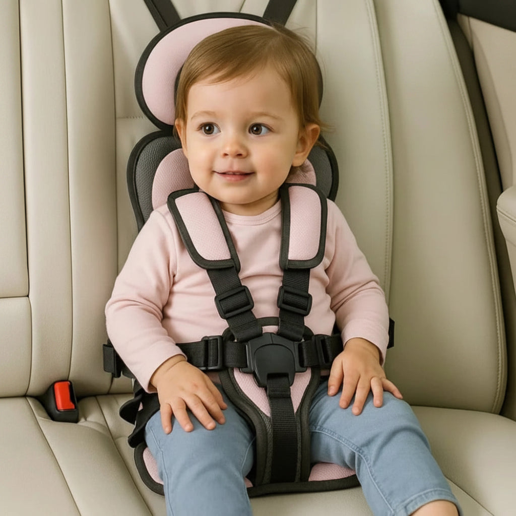 Seggiolino auto portatile con imbracatura di sicurezza e rialzo per bambini
