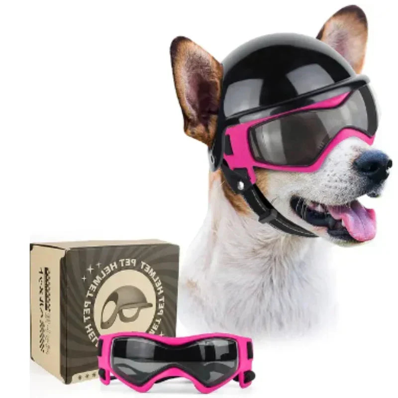 Casco per cane con occhiali per protezione degli occhi
