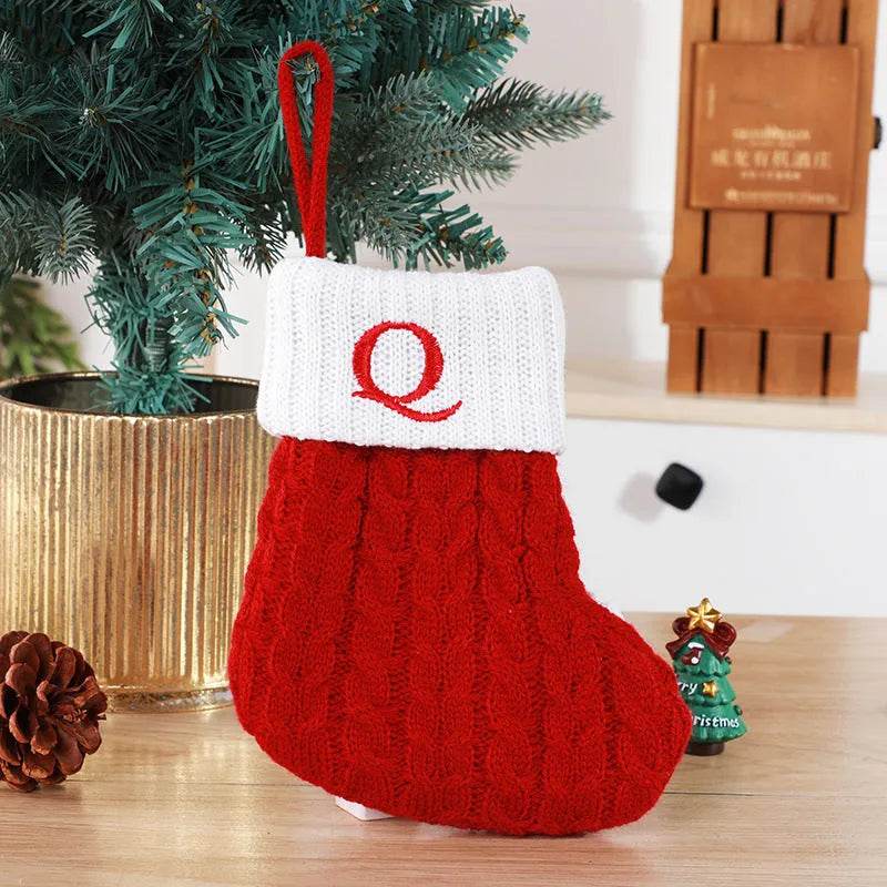 Calzini lavorati a maglia in lana con ciondolo albero creativo decorativo con lettere carine calze di Natale