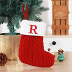 Calzini lavorati a maglia in lana con ciondolo albero creativo decorativo con lettere carine calze di Natale