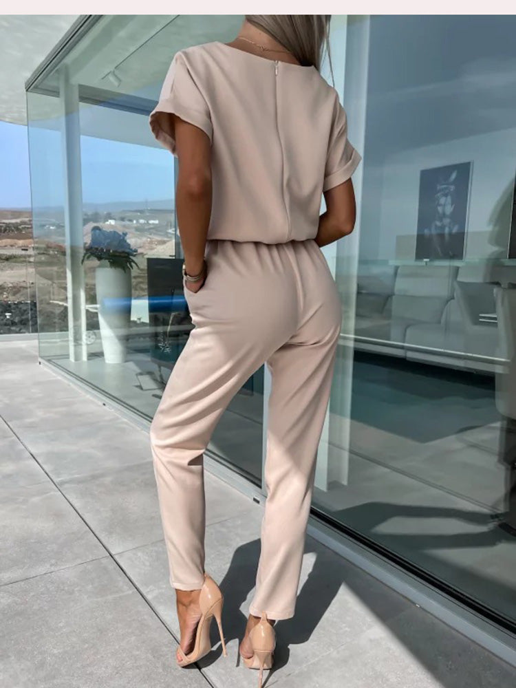 Tuta chic da donna a maniche corte con cintura - Stile versatile