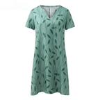 Abito elegante in maglia a maniche corte con scollo a V da donna